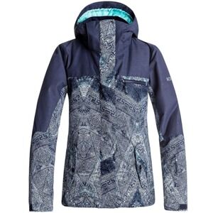 Roxy Womens Ski Snowboard Jacket Blue Geometric Print Winter Coat XS Jetty Block